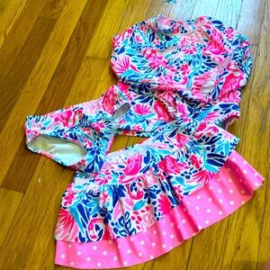 🦩🦩CYNTHIA ROWLEY girls 3 piece bathing suit